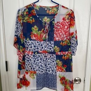 Valerie Stevens Blue and Red Relaxed Tunic